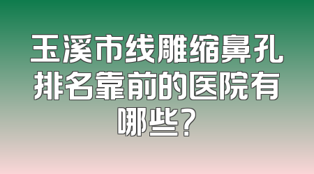 玉溪市线雕缩鼻孔排名靠前的医院有哪些？