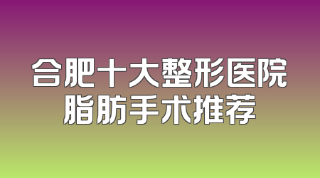 合肥十大整形医院脂肪手术推荐