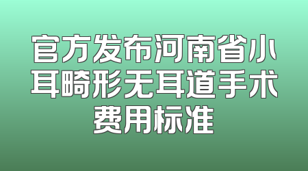 官方发布河南省小耳畸形无耳道手术费用标准