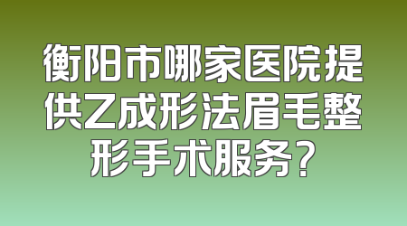 衡阳市哪家医院提供Z成形法眉毛整形手术服务？