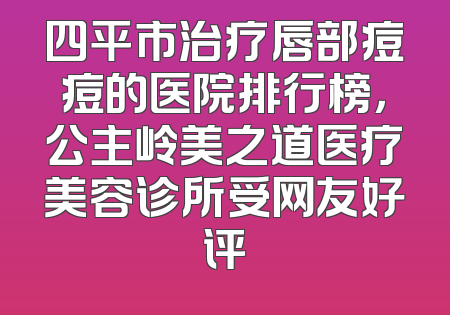 四平市治疗唇部痘痘的医院排行榜，公主岭美之道医疗美容诊所受网友好评