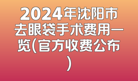 2024年沈阳市去眼袋手术费用一览（官方收费公布）