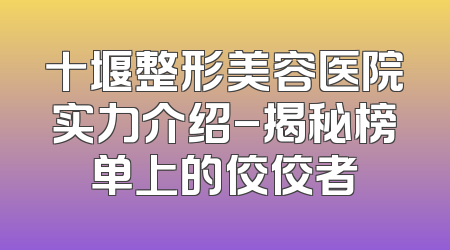 十堰整形美容医院实力介绍-揭秘榜单上的佼佼者