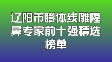 辽阳市膨体线雕隆鼻专家前十强精选榜单