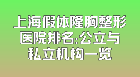 上海假体隆胸整形医院排名：公立与私立机构一览