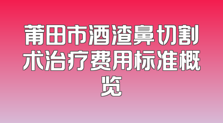 莆田市酒渣鼻切割术治疗费用标准概览