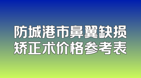 防城港市鼻翼缺损矫正术价格参考表
