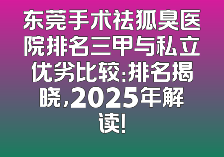 东莞手术祛狐臭医院排名三甲与私立优劣比较：排名揭晓，2025年解读！