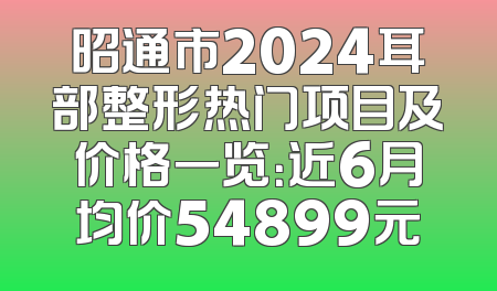 昭通市2024耳部整形热门项目及价格一览：近6月均价54899元