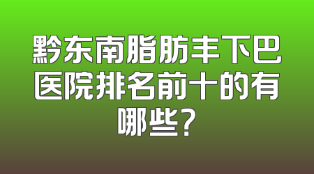 黔东南脂肪丰下巴医院排名前十的有哪些？