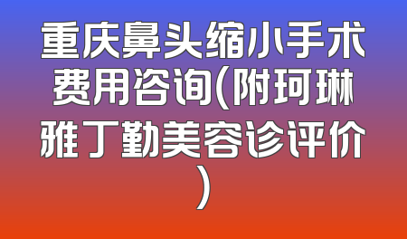 重庆鼻头缩小手术费用咨询（附珂琳雅丁勤美容诊评价）