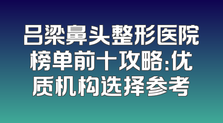 吕梁鼻头整形医院榜单前十攻略：优质机构选择参考