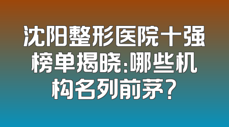 沈阳整形医院十强榜单揭晓：哪些机构名列前茅？