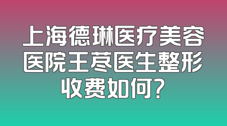 上海德琳医疗美容医院王荩医生整形收费如何？