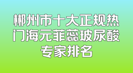 郴州市十大正规热门海元菲蕊玻尿酸专家排名