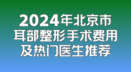 2024年北京市耳部整形手术费用及热门医生推荐