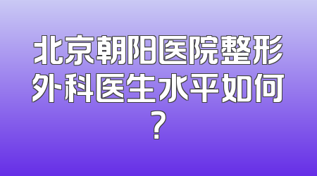 北京朝阳医院整形外科医生水平如何？
