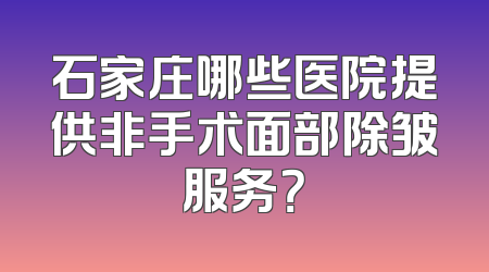石家庄哪些医院提供非手术面部除皱服务？