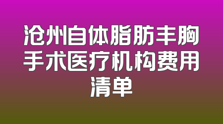 沧州自体脂肪丰胸手术医疗机构费用清单