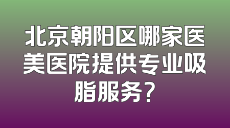 北京朝阳区哪家医美医院提供专业吸脂服务？