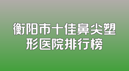 衡阳市十佳鼻尖塑形医院排行榜