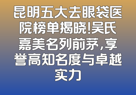 昆明五大去眼袋医院榜单揭晓！吴氏嘉美名列前茅，享誉高知名度与卓越实力