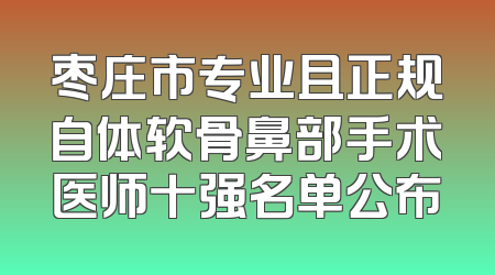 枣庄市专业且正规自体软骨鼻部手术医师十强名单公布