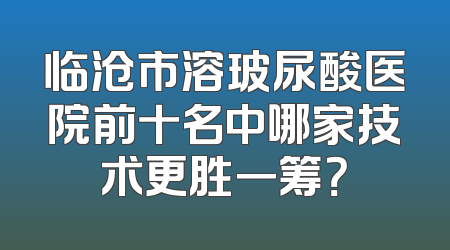 临沧市溶玻尿酸医院前十名中哪家技术更胜一筹？