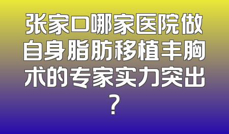 张家口哪家医院做自身脂肪移植丰胸术的专家实力突出？