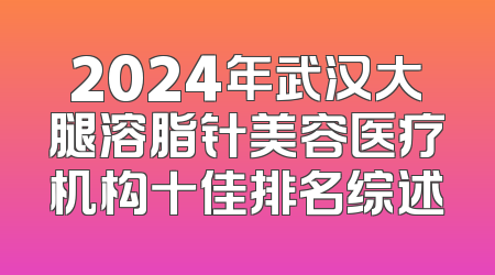 2024年武汉大腿溶脂针美容医疗机构十佳排名综述