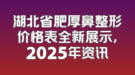 湖北省肥厚鼻整形价格表全新展示，2025年资讯