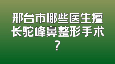 邢台市哪些医生擅长驼峰鼻整形手术？