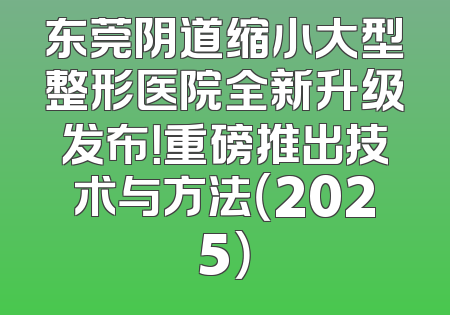 东莞阴道缩小大型整形医院全新升级发布！重磅推出技术与方法（2025）