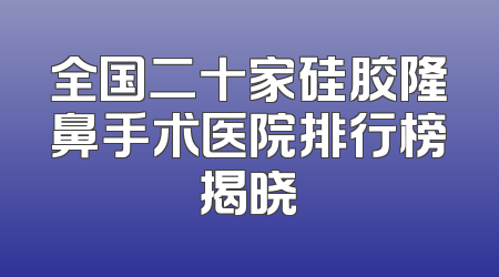 全国二十家硅胶隆鼻手术医院排行榜揭晓