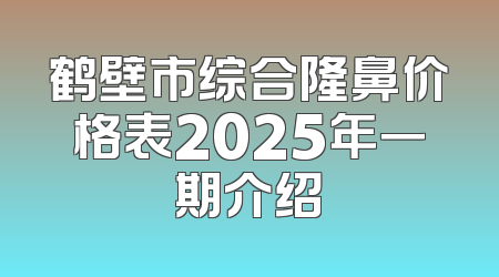鹤壁市综合隆鼻价格表2025年一期介绍