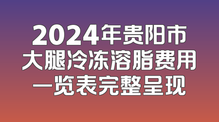 2024年贵阳市大腿冷冻溶脂费用一览表完整呈现