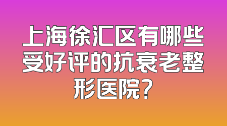 上海徐汇区有哪些受好评的抗衰老整形医院？