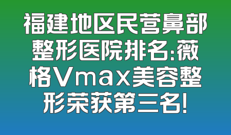 福建地区民营鼻部整形医院排名：薇格Vmax美容整形荣获第三名！