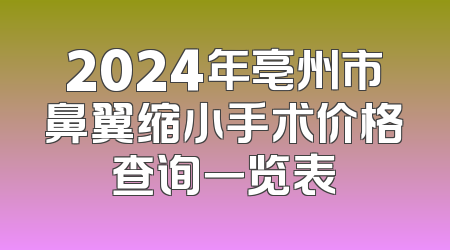 2024年亳州市鼻翼缩小手术价格查询一览表