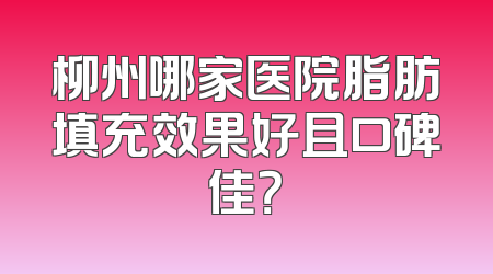 柳州哪家医院脂肪填充效果好且口碑佳？