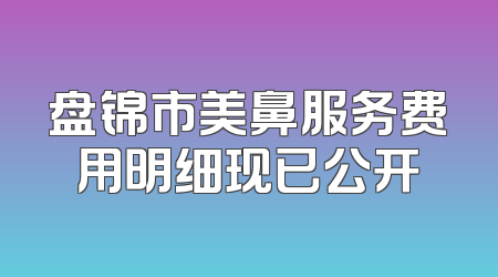 盘锦市美鼻服务费用明细现已公开