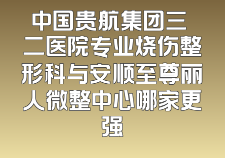 中国贵航集团三〇二医院专业烧伤整形科与安顺至尊丽人微整中心哪家更强