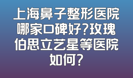 上海鼻子整形医院哪家口碑好？玫瑰伯思立艺星等医院如何？