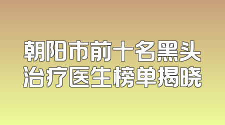 朝阳市前十名黑头治疗医生榜单揭晓