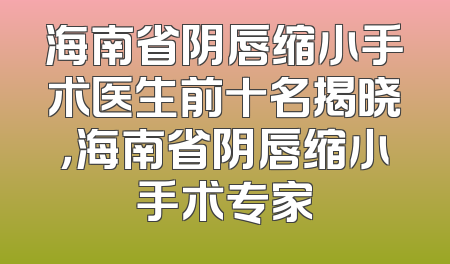 海南省阴唇缩小手术医生前十名揭晓，海南省阴唇缩小手术专家