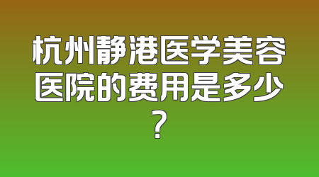 杭州静港医学美容医院的费用是多少？