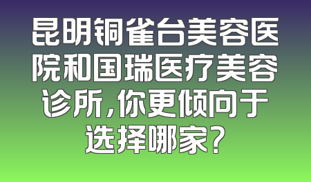 昆明铜雀台美容医院和国瑞医疗美容诊所，你更倾向于选择哪家？