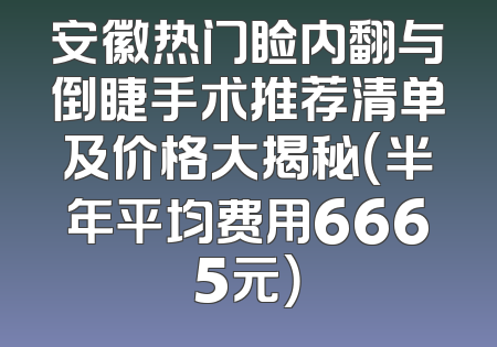 安徽热门睑内翻与倒睫手术推荐清单及价格大揭秘（半年平均费用6665元）