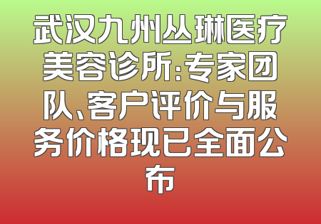 武汉九州丛琳医疗美容诊所：专家团队、客户评价与服务价格现已全面公布