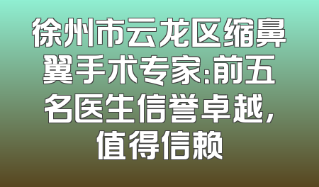 徐州市云龙区缩鼻翼手术专家：前五名医生信誉卓越，值得信赖